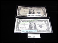 1935-E & 1957-A $1.00 Silver Certificate