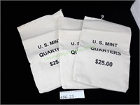(3) US Mint Quarters $25.00 Bags
