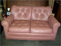 Rose leather love seat