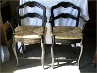 2 Black Chairs with Caned Seats