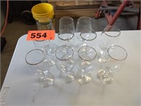 11 silver-rimmed goblets