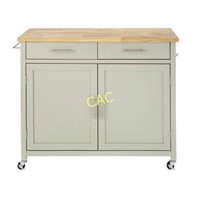 Glenville Grey Kitchen Cart with 2 Drawers