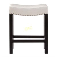 24 in. Ivory Cushioned Curved Nailhead Counter