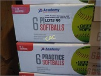 Lot of 2 New Boxes of 12" Practice Softballs and 2