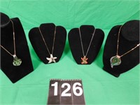 4 New Hand Fashioned Glass Necklaces