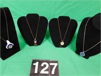 4 New Hand fashioned Glass Necklaces
