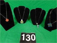 4 New Hand Fashioned Glass Necklaces