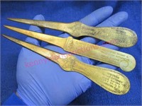 (3) old brass advertising letter openers -wash, dc