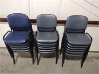 APPROX. 18 DK BLUE/GREY PADDED STACKING CHAIRS
