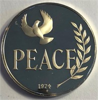 Sterling Silver Round, Peace 1974