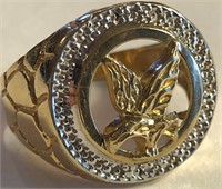 10k Gold Eagle Ring Signed V. G.