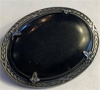 Sterling Silver And Black Onyx Pin