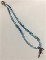 Costume Blue Beaded Necklace With Parrot Pendant