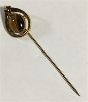 Gold Filled And Tiger's Eye Stick Pin