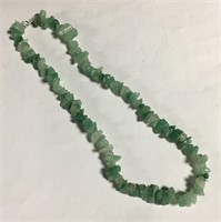 Green Quartz Beaded Necklace, Sterling Clasp