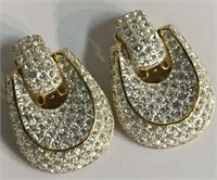 Pair Of Rhinestone Clip Earrings