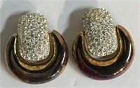 Pair Of Rhinestone Costume Clip Earrings