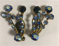 Blue Stone Clip Earrings