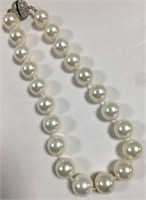 Faux Pearl Necklace With Rhinestone Clasp