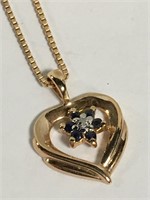 Sterling Goldwash Heart Pendant Necklace