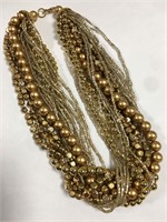 Costume Goldtone Multistrand Beaded Necklace