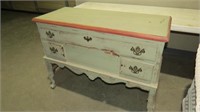 CEDAR LINED & PAINTED BLANKET CHEST, FOOTED