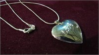 LADIES .925 STERLING 20" HEART PENDANT NECKLACE