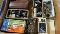 BOX LOT SEWING ACCESSORIES, BUTTONHOLER
