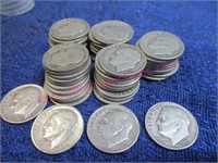 lot of 54 silver roosevelt dimes (90% silver) #7