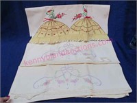(3) embroidered pillow cases