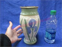 beautiful signed pottery flower vase -9in tall