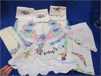 stack of antique embroidered linens