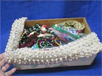 box of costume jewelry & collar (floral box)