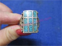 sterling silver turquoise ring - size 10