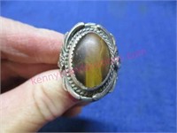 sterling silver brown stone ring - size 10