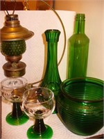 Vtg Green National Pottery Vase, Bottles,& more