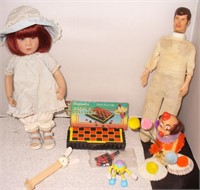 Vintage Toys- Dolls, Pez, Mini Chess Set