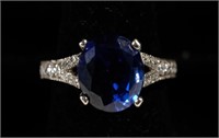 14k WG Sapphire and Diamond Ring sz 7.25