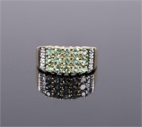 14K Yellow Gold Light Emerald & Diamond Ring