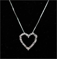14K WG & Diamond Ladies Heart Necklace