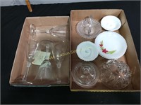 2 Flats of glassware including milkglass and