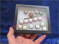 lot of 15 old buttons in small display case