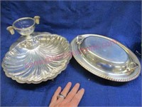 silver plated chip-dip set & covered dish