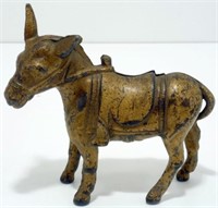 Vintage Donkey Brass Coin Bank - Nice, Old