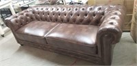 New Brown Faux Leather Tufted Sofa - Note This