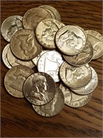 21 Assorted Franklin Half Dollars