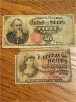 50c. & 10c. Fractional Currency