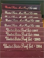 1984-1992 U.S. Mint Proof sets