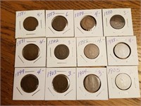 12 Assorted Indian Head Cents