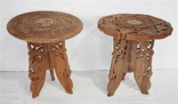 2 pcs (India) Ornate Wood Plant Stands 12"h
